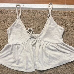 Garage Woman’s XXS White Crop Top Spaghetti Adjustable Straps Bow Between Breast